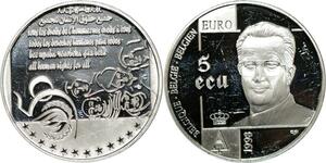 P5580 Belgium 5 Ecu 50 years Human Right 1998 Silver Proof -> M Offer