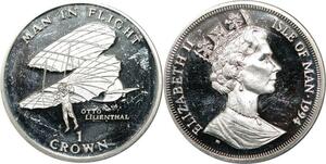 P5586 Man Island Crown Elizabeth II Flight Otto Lilienthal 1994 Silver Proof