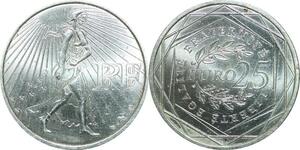 P5595 France 25 Euros La semeuse 2009 Silver UNC -> M offer