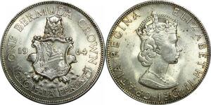 P5604 Bermuda Crown Elizabeth II 1964 Silver UNC  -> M offer