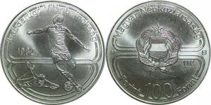 P5611 Hungary 100 Forint Football World Cup 1982 UNC -> M offer