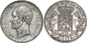 P5640 Rare Belgium 5 Francs Leopold Ier 1853 Silver -> M Offer