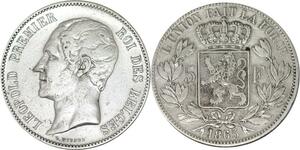 P5643 Rare Belgium 5 Francs Leopold Ier 1865 /55 Silver -> M Offer