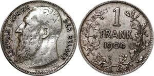 P5664 Belgium 1 Franc Leopold II 1904 Silver -> M Offer