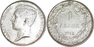 P5669 Belgium 1 Franc Albert Roi des Belges 1912 Silver -> M Offer