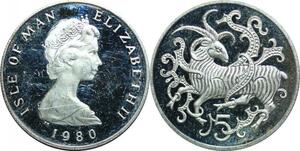 P5679 Man Island 5 Pence Elizabeth II 1980 Silver Proof ->M Offer