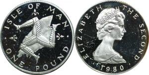 P5680 Man Island Pound Elizabeth II 1980 Silver Proof ->M Offer