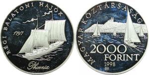 P5685 Hungarian 2000 Forint Phoenix Ship 1797 Silver Proof ->M Offer