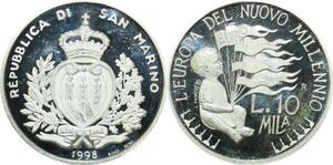 P5687 San Marin 10000 Lire Mila Pancotto 1998 Silver Proof->M Offer
