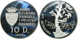 P5688 Andorra 10 Diners Bird Joan Martí i Alanís 1993 Silver Proof -> M Offer