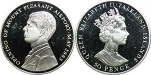 P5695 Falkland Island 50 Pence Elizabeth II 1985 Silver Proof -> M Offer