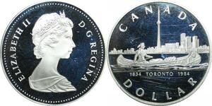 P5712 Canada Dollar Elizabeth II Toronto 1834 1984 Silver Proof -> M  Offer