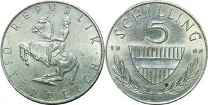 P5725 Austria 5 Schilling Horse Rider 1965 Sliver AU -> M Offer