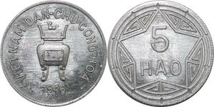 P5778 Vietnam 5 Hao 1/2 Piastre 1946 Dan Chu UNC Proof