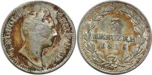 P5789 Germany Baden 3 Kreuzer Leopold 1835 Silver -> M Offer