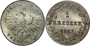 P5790 Germany Frankfurt am Main Kreuzer 1853 Silver UNC -> M Offer