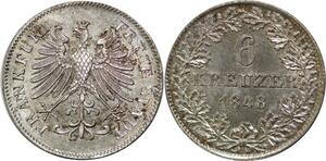 P5802 Germany Frankfurt am Main 6 Kreuzer 1848 Silver UNC -> M Offer