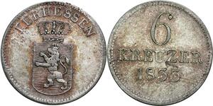 P5806 Rare Germany Hessen Cassel  6 Kreuzer Wilhelm II 1833 Silver -> M Offer