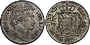 P5811 Germany Bayern 3 Kreuzer Ludwig I 1835 Silver AU -> M Offer