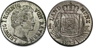 P5812 Germany Bayern Kreuzer Ludwig I 1833 Silver UNC -> M Offer