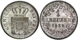P5815 Germany Bayern Kreuzer Ludwig I 1839 Silver UNC  -> M Offer