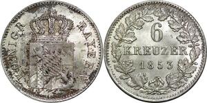 P5818 Germany Bayern 6 Kreuzer Ludwig I 1853 Silver UNC -> M Offer