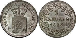 P5823 Germany Kreuzer Maximilian II 1863 Silver UNC -> M Offer