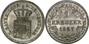P5826 Germany Bayern Kreuzer Ludwig II 1867 Silver UNC -> M Offer
