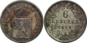 P5831 Germany Hesse Darmstadt 6 Kreuzer Ludwig I 1846 Silver -> M Offer