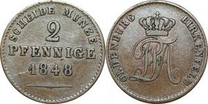 P5841 Germany Birkenfeld 2 Pfennige Paul Friedrich August 1848 -> M Offer