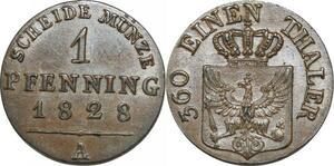 P5842 Germany Prussia Pfennig Friedrich Wilhelm III 1828 A AUNC -> M Offer