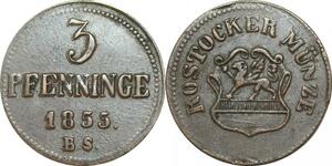 P5848 Germany Rostock 3 Pfenninge 1855 BS -> M Offer