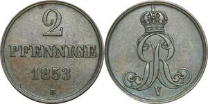 P5852 Germany Hannover 2 Pfennige Georg V 1853 B -> M Offer