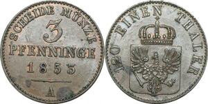P5853 Germany 3 Pfenninge Friedrich Wilhelm IV 1853 A AU -> M Offer
