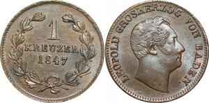 P5857 Germany Baden Kreuzer Leopold 1847 AU UNC -> M Offer