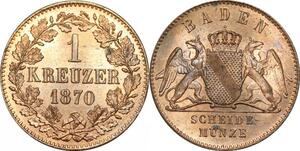 P5861 Rare Germany Baden Kreuzer Friedrich I 1870 BU RED -> M Offer