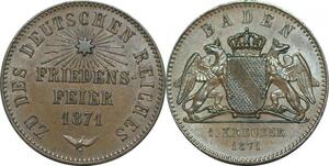 P5862 Germany Baden Kreuzer Friedrich I 1871 Friedenfeier AU -> M Offer