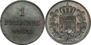 P5863 Germany Bavaria Pfennig Ludwig I 1843 AU+ -> M Offer