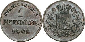 P5865 Germany Bavaria Pfenning Maximilian II 1868 -> M Offer