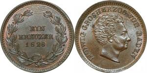 P5878 Rare Germany Baden Kreuzer Ludwig I 1829 UNC -> M Offer