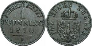 P5885 Germany Prussia Pfennig Wilhelm I 1870 A  -> M Offer