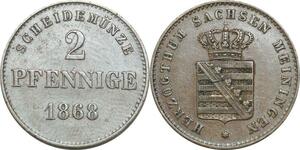P5890 Germany Sachsen Meiningen 2 Pfennige Georg II 1868  -> M Offer