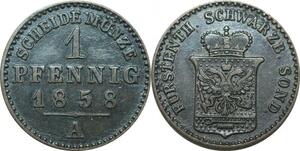 P5892 Germany Schwarzburg Sondershausen Pfennig Günther Friedrich Karl II 1858