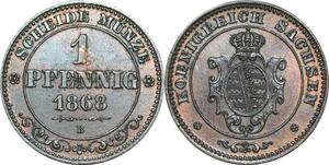 P5901 Germany Saxony Albertine Pfennig Johann I 1868 B UNC -> M Offer