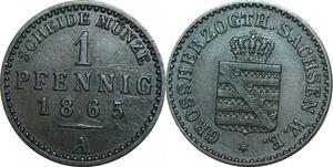 P5909 Germany Saxe Meiningen Pfennig Bernhard II 1865  -> M Offer