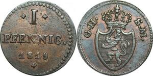 P5918 Germany Hesse Darmstadt Pfennig Ludwig X 1819  -> M Offer