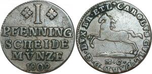 P5926 Germany Brunswick Wolfenbüttel Pfenning Karl Wilhelm Ferdinand 1802 MC