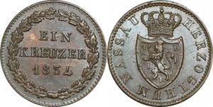 P5929 Germany Nassau Kreuzer Wilhelm 1834 AU -> M Offer