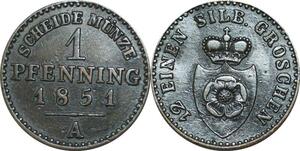 P5930 Germany Lippe Detmold Pfenning Paul Friedrich Emil Leopold III 1851 A