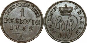 P5931 Germany Schaumburg Lippe Pfennig Georg Wilhelm 1858 AU -> M Offer